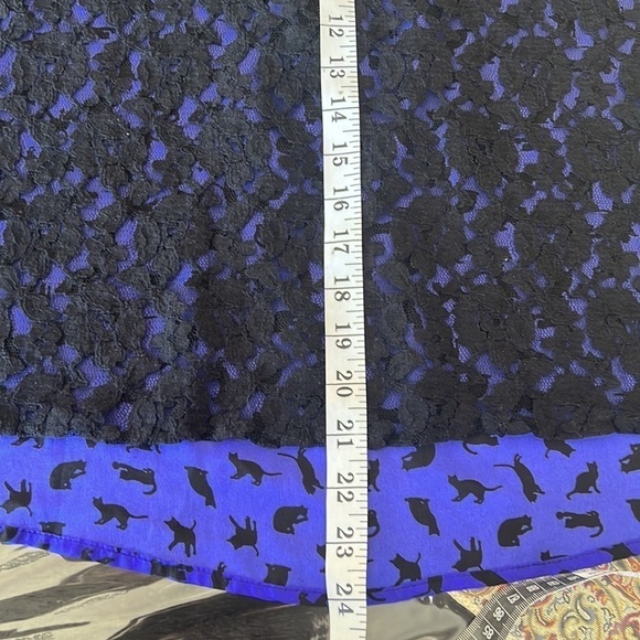 Forever 21 Cat Kitten Print Purple Blue Indigo Lace Back Tank Size M - Picture 11 of 13